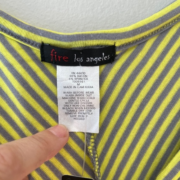 Tunic Cover up Top Blouse High Low Hem Lime Gray Relaxed Fit Stretch, Size M - Picture 3 of 7